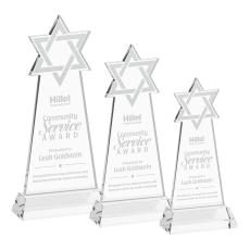 Star of David Clear on Hartford Base Unique Crystal Award - Awards and Trophies