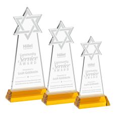 Star of David Amber on Hartford Base Unique Crystal Award - Awards and Trophies