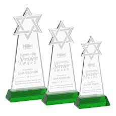 Star of David Green on Hartford Base Unique Crystal Award - Crystal Awards