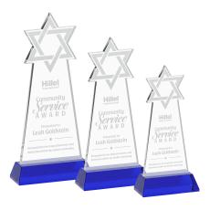 Star of David Blue on Hartford Base Unique Crystal Award - Crystal Awards