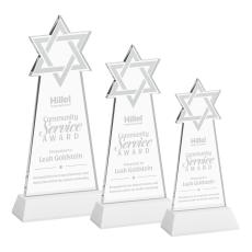 Star of David White on Hartford Base Unique Crystal Award - Crystal Awards