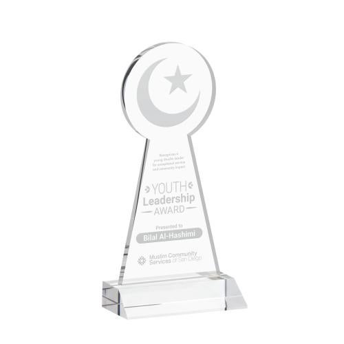Awards and Trophies - Crystal Awards - Crescent & Star Clear Unique Crystal Award