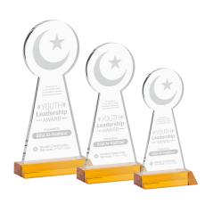 Crescent & Star Amber Unique Crystal Award - Crystal Awards