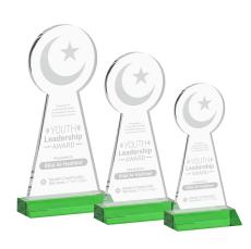 Crescent & Star Green Unique Crystal Award - Colored Crystal Awards