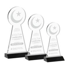 Crescent & Star Black Unique Crystal Award - Crystal Awards