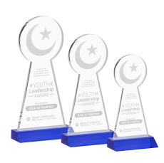 Crescent & Star Blue Unique Crystal Award - Colored Crystal Awards