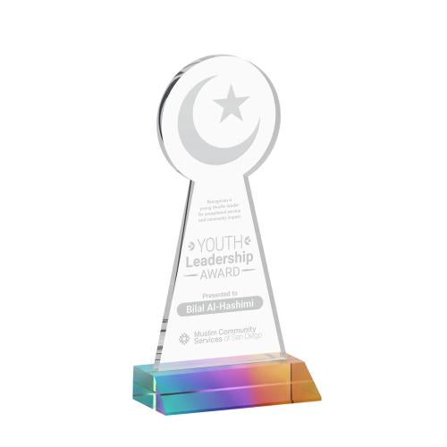 Awards and Trophies - Crystal Awards - Crescent & Star Prismatic Unique Crystal Award