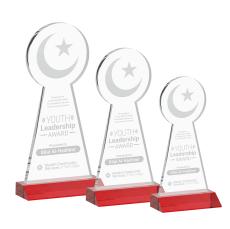 Crescent & Star Red Unique Crystal Award - Colored Crystal Awards