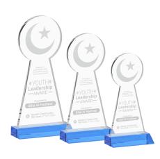 Crescent & Star Sky Blue Unique Crystal Award - Crystal Awards