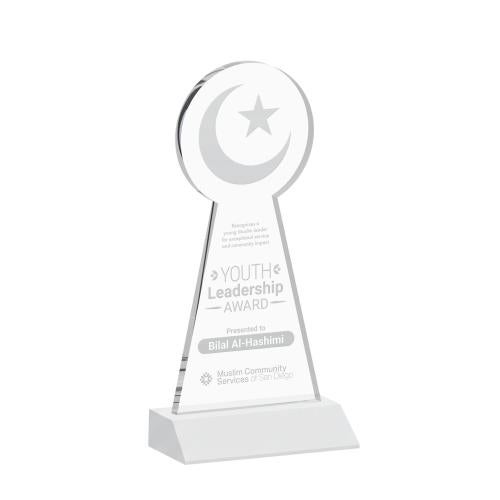 Awards and Trophies - Crystal Awards - Crescent & Star White Unique Crystal Award