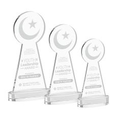 Crescent & Star Clear on Alberton Base Unique Crystal Award - Crystal Awards