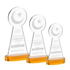 Crescent & Star Amber on Alberton Base Unique Crystal Award - Crystal Awards