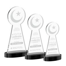 Crescent & Star Black on Alberton Base Unique Crystal Award - Crystal Awards