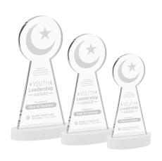 Crescent & Star White on Alberton Base Unique Crystal Award - Crystal Awards