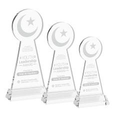 Crescent & Star Clear on Hartford Base Unique Crystal Award - Awards and Trophies