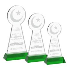 Crescent & Star Green on Hartford Base Unique Crystal Award - Awards and Trophies