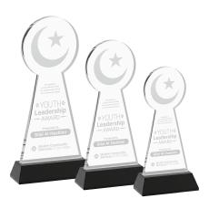 Crescent & Star Black on Hartford Base Unique Crystal Award - Awards and Trophies