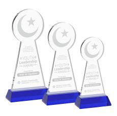Crescent & Star Blue on Hartford Base Unique Crystal Award - Awards and Trophies