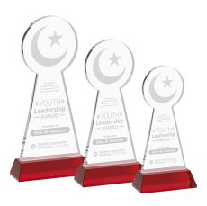 Crescent & Star Red on Hartford Base Unique Crystal Award - Awards and Trophies