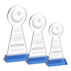 Crescent & Star Sky Blue on Hartford Base Unique Crystal Award - Awards and Trophies