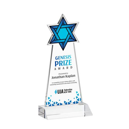 Awards and Trophies - Crystal Awards - Star of David Full Color Clear Unique Crystal Award