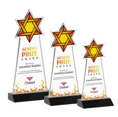 Star of David Full Color Black Unique Crystal Award - Awards and Trophies