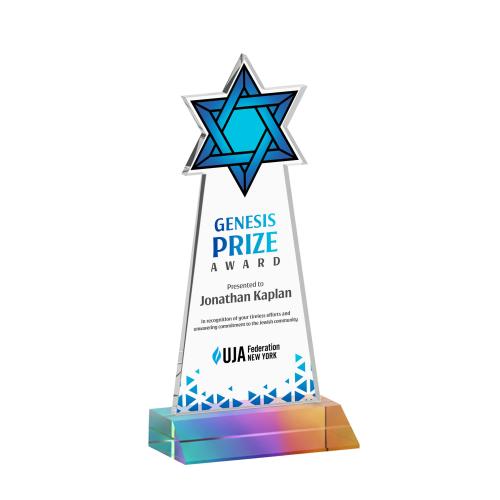 Awards and Trophies - Crystal Awards - Star of David Full Color Prismatic Unique Crystal Award