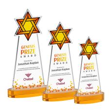Star of David Full Color Amber on Alberton Base Unique Crystal Award - Awards and Trophies