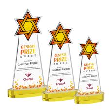Star of David Full Color Gold on Alberton Base Unique Crystal Award - Awards and Trophies