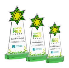 Star of David Full Color Green on Alberton Base Unique Crystal Award - Awards and Trophies