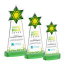 Star of David Full Color Green on Alberton Base Unique Crystal Award