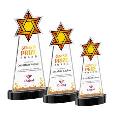 Star of David Full Color Black on Alberton Base Unique Crystal Award - Awards and Trophies