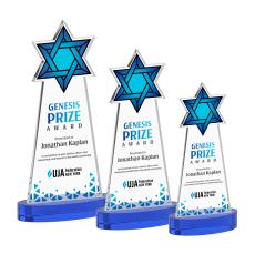 Star of David Full Color Blue on Alberton Base Unique Crystal Award - Awards and Trophies