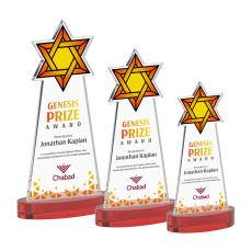 Star of David Full Color Red on Alberton Base Unique Crystal Award - Awards and Trophies