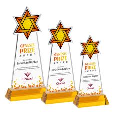 Star of David Full Color Amber on Hartford Base Unique Crystal Award - Awards and Trophies