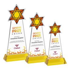 Star of David Full Color Gold on Hartford Base Unique Crystal Award - Awards and Trophies