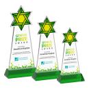Star of David Full Color Green on Hartford Base Unique Crystal Award