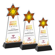Star of David Full Color Black on Hartford Base Unique Crystal Award - Awards and Trophies