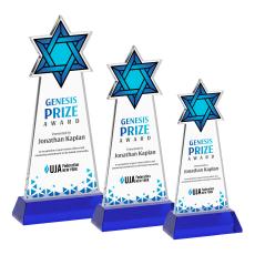Star of David Full Color Blue on Hartford Base Unique Crystal Award - Awards and Trophies