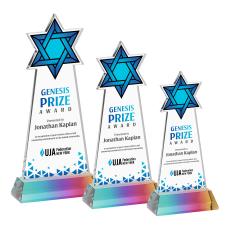 Star of David Full Color Prismatic on Hartford Base Unique Crystal Award - Awards and Trophies