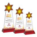Star of David Full Color Red on Hartford Base Unique Crystal Award