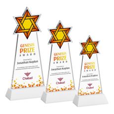 Star of David Full Color White on Hartford Base Unique Crystal Award - Awards and Trophies