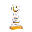 Crescent & Star Full Color Amber Unique Crystal Award