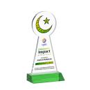 Crescent & Star Full Color Green Unique Crystal Award