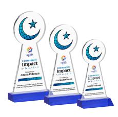 Crescent & Star Full Color Blue Unique Crystal Award - Awards and Trophies