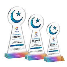 Crescent & Star Full Color Prismatic Unique Crystal Award - Awards and Trophies