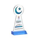Crescent & Star Full Color Sky Blue Unique Crystal Award