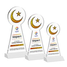 Crescent & Star Full Color White Unique Crystal Award - Awards and Trophies