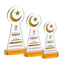 Crescent & Star Full Color Amber on Alberton Base Unique Crystal Award