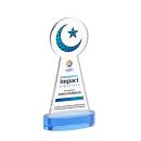 Crescent & Star Full Color Unique on Alberton Base-Sky Blue Crystal Award